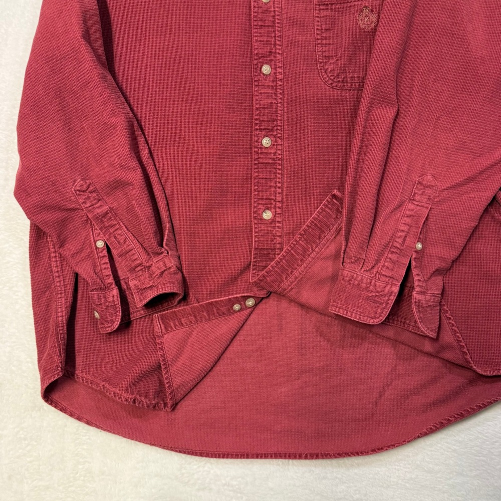 VTG Knights Of Round Table M Corduroy Shirt‎ Maroon Preppy Classic Buttoned Logo - Picture 4 of 9